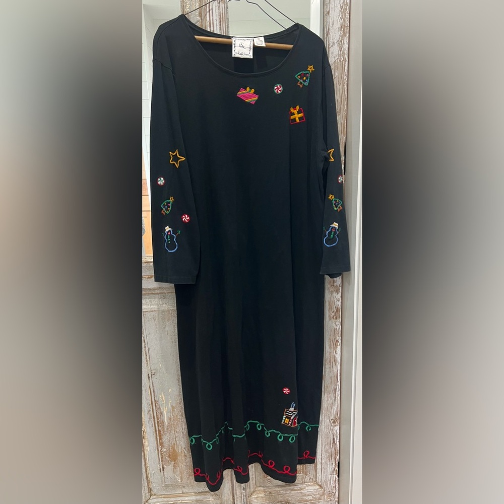 Michael Simon 1X Black embroidered Christmas Dress